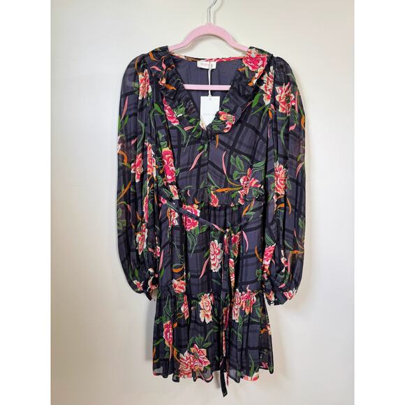 NEW NWT Banjanan Florence Flora Long Sleeve Mini Dress Size XS - Picture 1 of 5